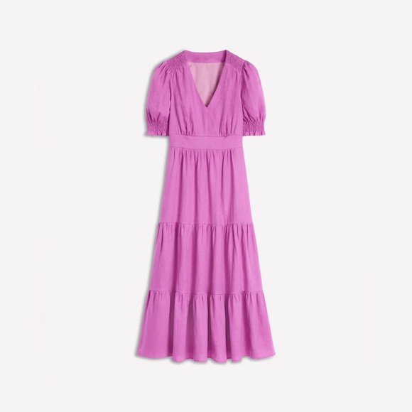 NWT Boden Anna Linen Tiered Midi Dress Purple 12R - Picture 4 of 4